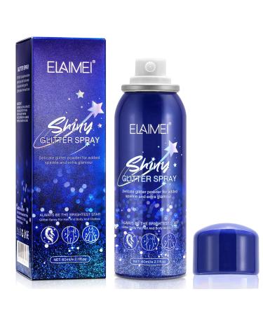 Shiny Glitter Spray, Body and Hair Glitter Spray, Quick-Drying Waterproof Body Shimmery Spray (2.11 oz)
