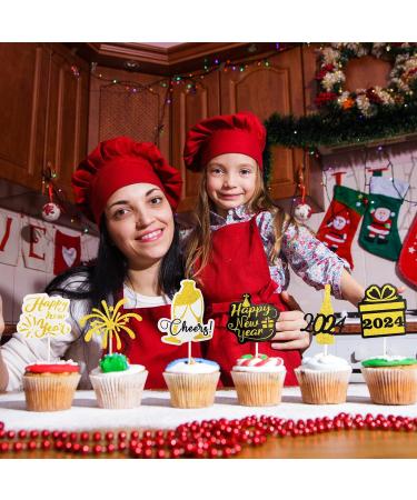 FANCY LAND 72PCS Glitter Happy New Year Cupcake Toppers 2024 Double-sided Gold Food Picks New Years Eve Party Decorations NYE Party Favor Supplies - Buy Online on GoSupps.com