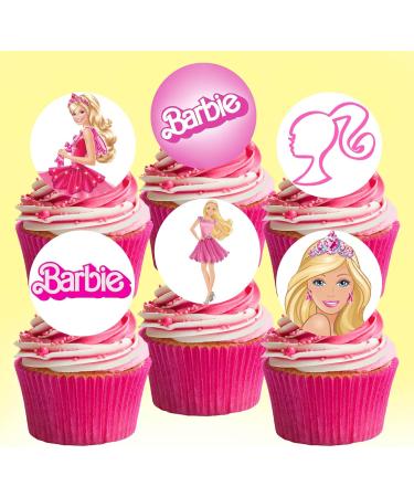 24 x Pre-Cut Barbie 5 Edible Stand up Wafer/Rice Paper Cupcake Cake Toppers Birthday Party Pink Decorations - Buy Online on GoSupps.com
