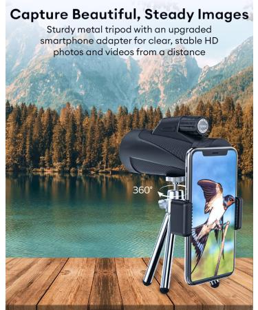 2023 High Powered Monocular Telescope with Smartphone Adapter & Tripod - BAK4 Prism, Clear Low Light Vision for Wildlife Hunting, Camping, Traveling - Buy Online on GoSupps.com