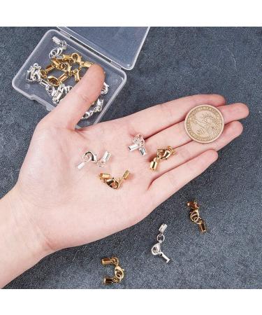 PandaHall 20 Sets Fold Over Cord End Caps with Lobster Claw Clasps for Jewelry Making - Silver & Golden - Buy Online on GoSupps.com