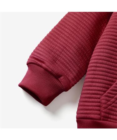 PatPat Toddler Hoodie | Solid Textured Hooded Sweatshirt for Boys & Girls | 4-5 Years | Burgundy - Buy Online on GoSupps.com
