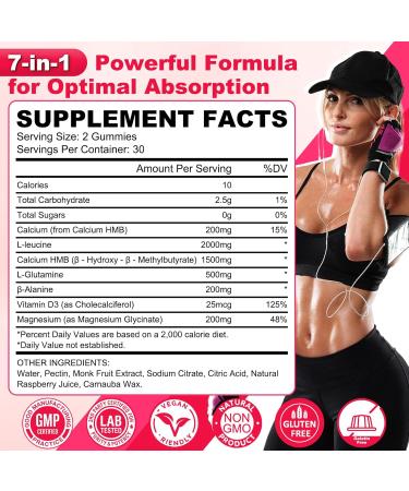 HMB and Leucine Gummies, 3500mg HMB & Leucine Amino Acid for Muscle Growth, Muscle Relief, HMB Supplements for Men & Women, Vegan, Non-GMO, Raspberry Flavor, 60 Count 60 Count (Pack of 1) - Buy Online on GoSupps.com