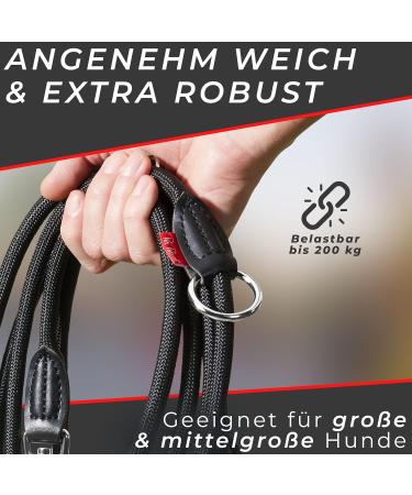 PETPatron Adjustable Dog Leash 3m - Durable Double Leash for Large Breeds (Up to 200kg) - Perfect for Strong Dogs - Black - Buy Online on GoSupps.com