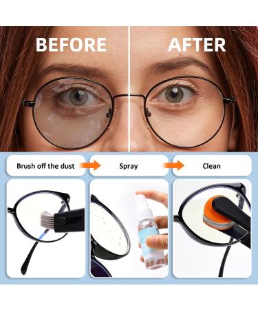 Glasses Cleaner Kit with Spray and Microfiber Cloth - Safe Lens Cleaning Solution for Eyeglasses - Portable Repair Kit Included (Black) - Buy Online on GoSupps.com