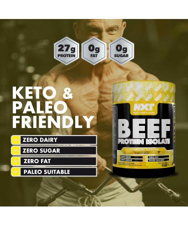 NXT Beef Protein Isolate 540g - High Protein Powder in Natural Amino Acids - Paleo Keto Friendly - Dairy and Gluten Free | 540g | Lemonade - Buy Online on GoSupps.com