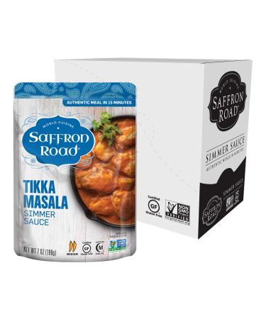 Saffron Road Tikka Masala Simmer Sauce - Non-GMO, Gluten Free, Halal, Kosher, Vegetarian (7 Ounce (Pack of 8))