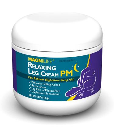 MagniLife Relaxing Leg Cream PM 4oz - Natural Relief for Pain, Restless Leg Syndrome & Cramping with Lavender & Magnesium - Buy Online on GoSupps.com