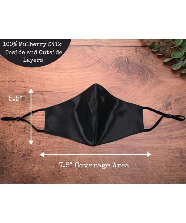 Celestial Silk Reusable Face Mask - Adjustable Washable Silk with Nose Wire - Black - Buy Online on GoSupps.com