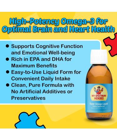 My Spectrum Heroes Fish Oil Supplement for Children - Omega 3 for Neural Assistance Inflammation & Immune Aid - EPA & DHA for Brain & Eye Health - Kids & Adult Liquid Supplement - 5.07oz (150ml) - Buy Online on GoSupps.com