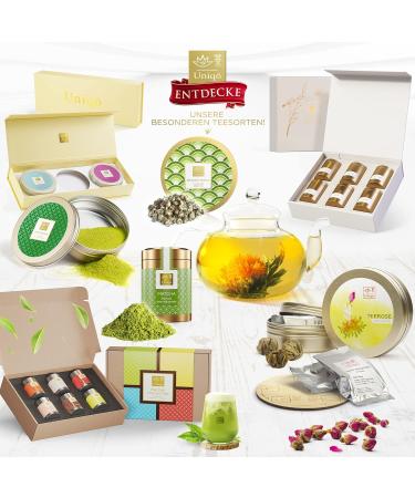 Tea Uniqo | Elegant Tea Gift Set with 6 Premium Loose Teas - Matcha White Black Fruit & Oolong - Buy Online on GoSupps.com