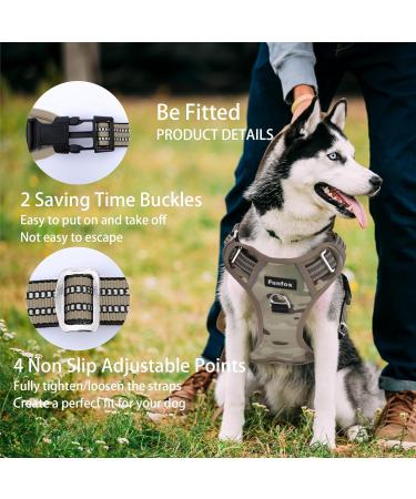 Funfox Large Dog Harness - No Pull Adjustable Anti-Train Safety Harness for Medium to Large Dogs - Breathable Camouflage Green Design - Buy Online on GoSupps.com