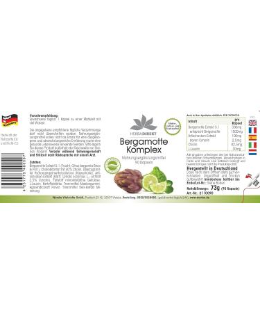 Bergamot Complex Capsules - 90 High-Dose Vegan Caps with Artichoke & Choline | Herbadirekt by Warnke - German Pharmacy Quality for Optimal Health - Buy Online on GoSupps.com