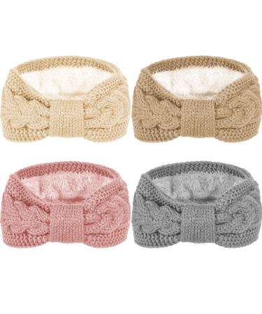 Whaline 4 Pack Twisted Knit Headbands Winter Knotted Head Wraps Fuzzy Lined Headband Thick Crochet Turban Ear Warmer Elastic Hair Band Accessories for Girls Women Light Color - Buy Online on GoSupps.com