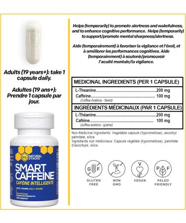 Natural Stacks Smart Caffeine Brain Supplement w/L-Theanine & Natural Caffeine From Green Coffee Beans - 60 Servings (60ct) Helps Enhance Cognitive Performance and Mental Alertness Smart Caffeine 60 count (Pack of 1) - Buy Online on GoSupps.com