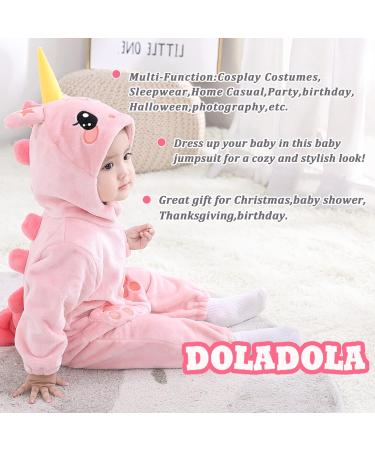Doladola Unisex Baby Animal Romper | Flannel One Piece Pyjamas 0-3 Months | Unicorn Design - Buy Online on GoSupps.com