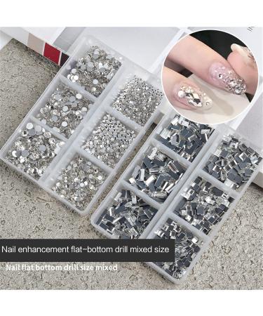 FEIlei 6 Grids Box Set Flat Back Rhinestones and Small Round Diamond Combination for DIY Nail Art Accessories Crystals - Buy Online on GoSupps.com