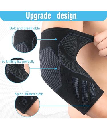2 Pairs Elbow Compression Sleeves - Tennis Elbow Braces for Tendonitis - Grey Medium - Buy Online on GoSupps.com