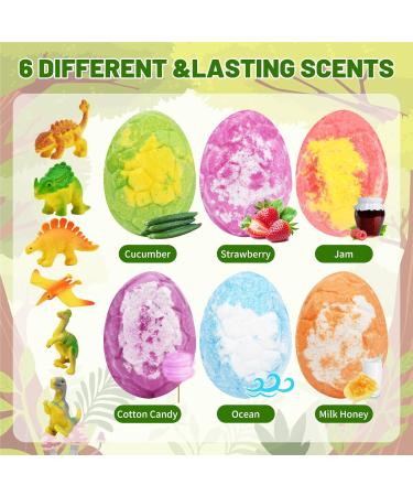 Dinosaur Egg Bath Bombs Set for Kids - 6 Large 100g Fizzies with Mini Toys - Perfect Easter, Christmas, Birthday Gift - Buy Online on GoSupps.com