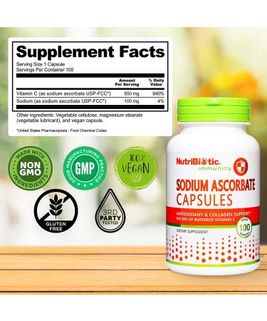 NutriBiotic Immunity Sodium Ascorbate - 100 Vegan Capsules for Enhanced Immune Support - Buy Online on GoSupps.com
