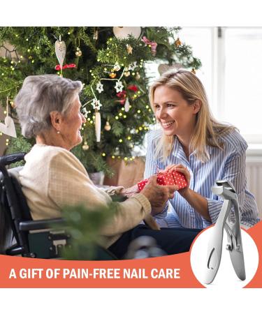 BEZOX Angled Head Nail Clippers for Seniors - Premium Steel Toenail Clipper with Catcher (Silver) - Buy Online on GoSupps.com