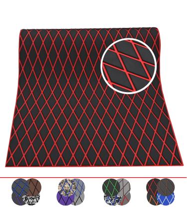 KT GuoMei 102.3" X45.2 Diamond Pattern Sea Deck Self-Adhesive Boat Flooring Eva Foam Decking Marine Non-Slip for Motorboat Fishing Boat Yach 47.25" X 35.4" Dark gray and red