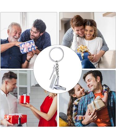 Hair Dryer Keychain Cute Hairdresser Comb Scissors Hair Dryer Keychain | Hairdresser Hair Stylist Jewelry Fashionable Pendant For Salon Graduation Jewelry Silver - Buy Online on GoSupps.com