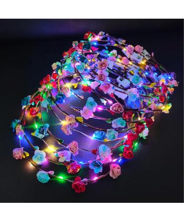 LED Flower Wreath Headband - 12pcs Floral Tiara Hair Jewelry for Festivals Birthdays Christmas & Weddings - Buy Online on GoSupps.com