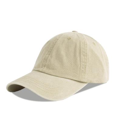 LANGZHEN Unisex Baseball Cap 100% Cotton Fits Men Women Washed Denim Adjustable Dad Hat Khaki washed L - Buy Online on GoSupps.com