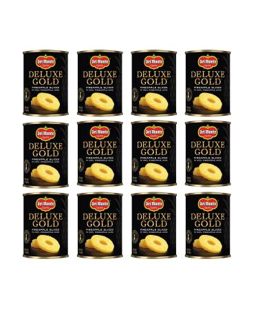DEL MONTE DELUXE GOLD Pineapple Slices in 100% Juice, Canned Fruit, 12 Pack, 20 oz Can