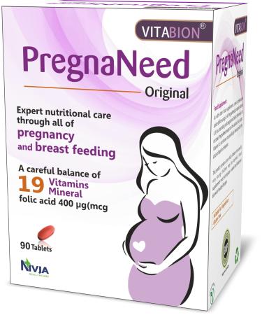 PregnaNeed Original Pregnancy multivitamin supplement for women 3 month supply for conception pregnancy and breastfeeding