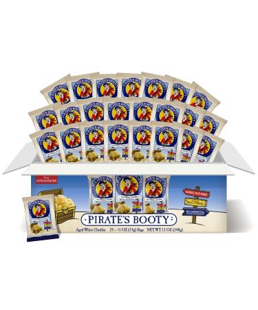Pirate's Booty Aged White Cheddar Cheese Puffs 24ct 0.5oz Snack Size Bags Gluten Free Healthy Kids Snacks