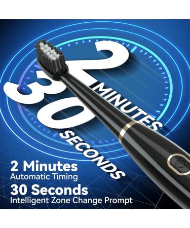 7am2m Sonic Electric Toothbrush for Adults and Kids | Rechargeable with 8 Brush Heads | 5 Modes & Smart Timer | Fast Charge for 75 Days - Black - Buy Online on GoSupps.com
