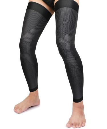 KEKING Full Leg Compression Sleeves, Unisex, Thigh High Compression Stocking 20-30mmHg Graduated Support for Thigh Calf Knee, Running, Basketball, Reduce Varicose Veins and Swelling, 1 Pair, Black M Medium Black