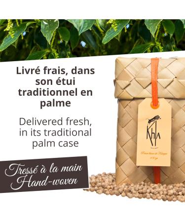 Khla - Organic Kampot White Pepper - Peppercorns 50g - Traditional Palm Leaf Gift Box - Grand Cru Strong & Powerful - Cooking Ingredient - Asian Spice - Cambodian Origin - Buy Online on GoSupps.com