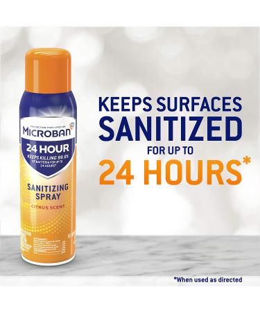 Microban 24 Hour Disinfectant Citrus Scent Spray 15 fl oz - Fast Acting Sanitizing Formula - Buy Online on GoSupps.com