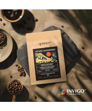 Invigo Espresso Coffee Beans 340g - Aroma-Rich Whole Coffee Bean Small Batch Local Premium Roasting Vegan & Gluten-Free Birthday or Christmas Gift for Coffee Lovers Whole Bean Atomic Awakening - Buy Online on GoSupps.com
