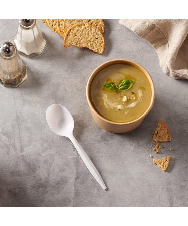 Heart Lake 1000 Pack White Plastic Cutlery - Medium Weight Disposable Silverware Forks for Parties Weddings Catering Office Use - Durable Plastic Disposable for Meals & Events (1000 Soup Spoons) - Buy Online on GoSupps.com