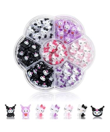 3D Hello Kitty Nail Charms 77Pcs Cartoon Kitty Cat Nail Art Charms Kawaii Nail Decorations for Nail Art Supplies 3D Cute Nail Gems Nail Charms Nail Decorations for Nail Art
