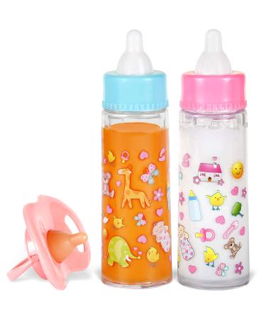 Exquisite Buggy My Sweet Baby Disappearing Magic Bottles - Includes 1 Milk  1 Juice Bottle with Pacifier for Baby Doll (Colorful)