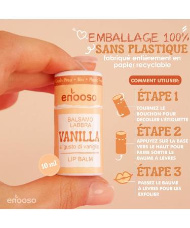Enooso - Baume a Levre Hydratant Naturel pour Levre Gerc es VANILLE Soins Pour Les L vres Protection Longue Dur e Stick levre Ski Lip Balm Vegan 100% Stick Levres Hydratant 10 ml Vanille 10 ml - Buy Online on GoSupps.com