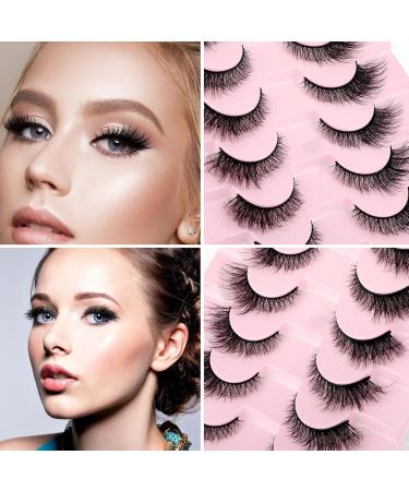 8 Pairs Natural Wispy False Eyelashes - 3D Mink Fluffy Cat Eye & Fox Eye Lashes for Beginners & Cosplay - Buy Online on GoSupps.com