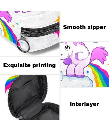 Stylish Menstruation Pad Bag with Zipper | Women's Napkin & Tampon Collection Bag - Smiling Unicorn Design - Buy Online on GoSupps.com