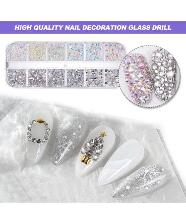 Rhinestones 2000 Pcs Nail Art Gems Clear Rhinestones Crystal AB FlatBack Rinestone Diamonds Tooth Gem with Tweezer for Nails Craft 6 Sizes - Buy Online on GoSupps.com