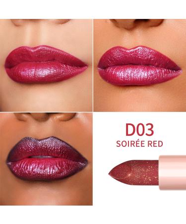 Oulac Diamond Lustre Lipstick - Vegan Long-Lasting & Highly Pigmented Soir e Red D03 | International Shipping Available - Buy Online on GoSupps.com