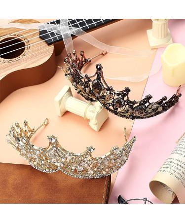 Baroque Queen Crown Set - Rhinestone Wedding Tiaras for Brides, Bridesmaids, and Princesses - Gold and Black Headbands for Wedding, Prom, and Parties - Buy Online on GoSupps.com