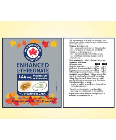 Orthomolecular Laboratories - Enhanced Magtein Magnesium L-Threonate 144mg + L-Theanine & Gaba 125 Veggie Caps - Elemental Magnesium Supplements for Men & Women - Gaba and L-Theanine Supplement - Buy Online on GoSupps.com
