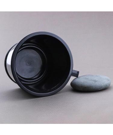 Haryali London Black Shaving Mug - Vintage Style with Knob Handle Design - Heavy Bottom, Impact-Resistant Plastic - For All Genders - Shaving Soap Accessory - Buy Online on GoSupps.com