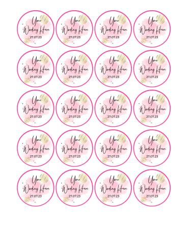 edible 20 x Personalised cupcake toppers uncut -PINK - Any occasion/Any wording - hen/baby shower/retirement/birthday etc (wafer paper) Rice Paper
