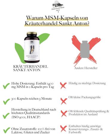 KR UTERHANDEL SANKT ANTON - 300 MSM Capsules | 1400 mg Daily Dose | High Dosage Vitamin C | German Premium Quality for Optimal Joint Support - Buy Online on GoSupps.com
